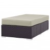 Modway Convene Outdoor Patio Fabric Rectangle Ottoman in Espresso Beige - Front Side View