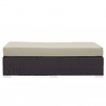 Modway Convene Outdoor Patio Fabric Rectangle Ottoman in Espresso Beige - Front Angle