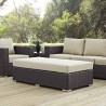 Modway Convene Outdoor Patio Fabric Rectangle Ottoman in Espresso Beige - Lifestyle