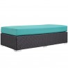 Modway Convene Outdoor Patio Fabric Rectangle Ottoman in Espresso Turquoise - Front Side Angle