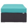 Modway Convene Outdoor Patio Fabric Rectangle Ottoman in Espresso Turquoise - Side Angle