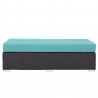 Modway Convene Outdoor Patio Fabric Rectangle Ottoman in Espresso Turquoise - Front Angle