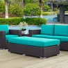 Modway Convene Outdoor Patio Fabric Rectangle Ottoman in Espresso Turquoise - Lifestyle