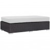 Modway Convene Outdoor Patio Fabric Rectangle Ottoman in Espresso White - Front Side Angle 2