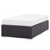Modway Convene Outdoor Patio Fabric Rectangle Ottoman in Espresso White - Front Side Angle