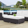 Modway Convene Outdoor Patio Fabric Rectangle Ottoman in Espresso White - Lifestyle