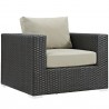 Modway Sojourn Outdoor Patio Sunbrella® Armchair in Canvas Antique Beige - Front Side Angle