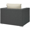 Modway Sojourn Outdoor Patio Sunbrella® Armchair in Canvas Antique Beige - Back Side Angle
