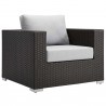 Modway Sojourn Outdoor Patio Sunbrella® Armchair in Canvas Gray - Front Side Angle