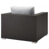 Modway Sojourn Outdoor Patio Sunbrella® Armchair in Canvas Gray - Back Side Angle