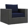 Modway Sojourn Outdoor Patio Sunbrella® Armchair in Canvas Navy - Front Side Angle