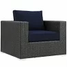 Modway Sojourn Outdoor Patio Sunbrella® Armchair in Canvas Navy - Front Side Angle - Modway Sojourn Outdoor Patio Sunbrella® Armchair in Canvas Navy - Front Side Angle