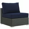 Modway Sojourn Outdoor Patio Fabric Sunbrella® Armless in Canvas Navy - Front Side Angle - Modway Sojourn Outdoor Patio Fabric Sunbrella® Armless in Canvas Navy - Front Side Angle