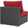 Modway Sojourn Outdoor Patio Fabric Sunbrella® Armless in Canvas Red - Back Side Angle