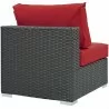 Modway Sojourn Outdoor Patio Fabric Sunbrella® Armless in Canvas Red - Back Side Angle - Modway Sojourn Outdoor Patio Fabric Sunbrella® Armless in Canvas Red - Back Side Angle