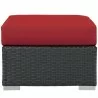 Modway Sojourn Outdoor Patio Sunbrella® Ottoman in Canvas Red - Front Angle - Modway Sojourn Outdoor Patio Sunbrella® Ottoman in Canvas Red - Front Angle