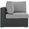 Modway Sojourn Outdoor Patio Sunbrella® Corner in Canvas Gray - Side Angle - Modway Sojourn Outdoor Patio Sunbrella® Corner in Canvas Gray - Side Angle
