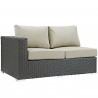 Modway Sojourn Outdoor Patio Sunbrella® Left Arm Loveseat - Canvas Antique Beige - Front Side Angle
