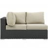 Modway Sojourn Outdoor Patio Sunbrella® Left Arm Loveseat - Canvas Antique Beige - Front Angle