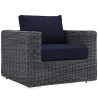 Modway Summon Outdoor Patio Fabric Sunbrella® Armchair - Canvas Navy - Front Side Angle