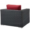 Modway Summon Outdoor Patio Fabric Sunbrella® Armchair in Canvas Red - Back Side Angle