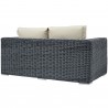 Modway Summon Outdoor Patio Sunbrella® Loveseat in Canvas Antique Beige - Back Side Angle