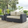 Modway Summon Outdoor Patio Sunbrella® Loveseat in Canvas Antique Beige - Lifestyle