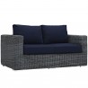 Modway Summon Outdoor Patio Sunbrella® Loveseat in Canvas Navy - Front Side Angle
