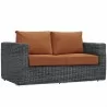 Modway Summon Outdoor Patio Sunbrella® Loveseat - Canvas Tuscan - Front Side Angle - Modway Summon Outdoor Patio Sunbrella® Loveseat - Canvas Tuscan - Front Side Angle