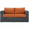 Modway Summon Outdoor Patio Sunbrella® Loveseat - Canvas Tuscan - Front Angle - Modway Summon Outdoor Patio Sunbrella® Loveseat - Canvas Tuscan - Front Angle