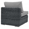 Modway Summon Outdoor Patio Sunbrella® Armless in Canvas Gray - Back Side Angle