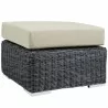Modway Summon Outdoor Patio Sunbrella® Ottoman in Canvas Antique Beige - Front Side Angle - Modway Summon Outdoor Patio Sunbrella® Ottoman in Canvas Antique Beige - Front Side Angle