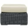Modway Summon Outdoor Patio Sunbrella® Ottoman in Canvas Antique Beige - Front Angle - Modway Summon Outdoor Patio Sunbrella® Ottoman in Canvas Antique Beige - Front Angle