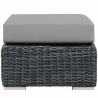Modway Summon Outdoor Patio Sunbrella® Ottoman in Canvas Gray - Front Angle - Modway Summon Outdoor Patio Sunbrella® Ottoman in Canvas Gray - Front Angle