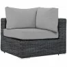 Modway Summon Outdoor Patio Sunbrella® Corner in Canvas Gray - Front Side Angle - Modway Summon Outdoor Patio Sunbrella® Corner in Canvas Gray - Front Side Angle