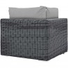 Modway Summon Outdoor Patio Sunbrella® Corner in Canvas Gray - Back Side Angle