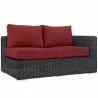 Modway Summon Outdoor Patio Sunbrella® Right Arm Loveseat in Canvas Red - Front Side Angle - Modway Summon Outdoor Patio Sunbrella® Right Arm Loveseat in Canvas Red - Front Side Angle