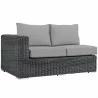 Modway Summon Outdoor Patio Sunbrella® Loveseat in Right Arm - Canvas Antique Beige - Front Side Angle - Modway Summon Outdoor Patio Sunbrella® Loveseat in Right Arm - Canvas Antique Beige - Front Side Angle
