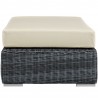 Modway Summon Outdoor Patio Sunbrella® Rectangle Ottoman in Canvas Antique Beige - Side Angle