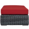 Modway Summon Outdoor Patio Sunbrella® Rectangle Ottoman in Canvas Antique Red - Side Angle