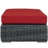 Modway Summon Outdoor Patio Sunbrella® Rectangle Ottoman in Canvas Antique Red - Side Angle - Modway Summon Outdoor Patio Sunbrella® Rectangle Ottoman in Canvas Antique Red - Side Angle