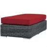 Modway Summon Outdoor Patio Sunbrella® Rectangle Ottoman in Canvas Antique Red - Front Side Angle - Modway Summon Outdoor Patio Sunbrella® Rectangle Ottoman in Canvas Antique Red - Front Side Angle
