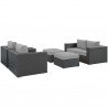 Modway Sojourn 5 Piece Outdoor Patio Sunbrella® Sectional Set - Canvas Gray - Set in Front Side Angle