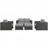 Modway Sojourn 5 Piece Outdoor Patio Sunbrella® Sectional Set - Canvas Gray - Set in Front Angle