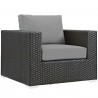 Modway Sojourn 5 Piece Outdoor Patio Sunbrella® Sectional Set - Canvas Gray - Armchair in Front Side Angle