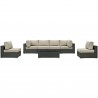Modway Sojourn 7 Piece Outdoor Patio Sunbrella® Sectional Set - Canvas Antique Beige - Set in Front View