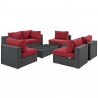 Modway Sojourn 7 Piece Outdoor Patio Sunbrella® Sectional Set - Canvas Red - Set in Front Side Angle