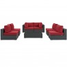 Modway Sojourn 7 Piece Outdoor Patio Sunbrella® Sectional Set - Canvas Red - Set in Front View