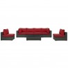 Modway Sojourn 7 Piece Outdoor Patio Sunbrella® Sectional Set - Canvas Red - Set in Front Angle