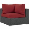 Modway Sojourn 7 Piece Outdoor Patio Sunbrella® Sectional Set - Canvas Red - Corner Chair in Front Side Angle